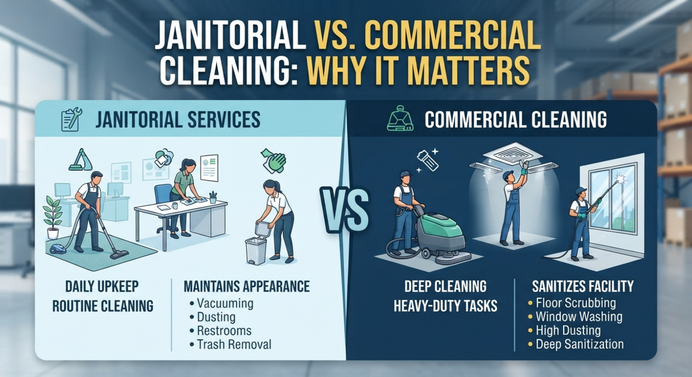 Janitorial vs. Commercial Cleaning What's the Difference and Why It Matters